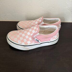 Vans Kids Pink Checkered Slip-On Shoes size 12